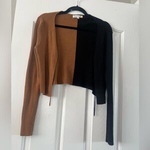 Stylish Brown and Black Women's Cardigan